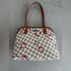 Ralph Lauren Orchid Belknap Dome Satchel Floral Logo Bag